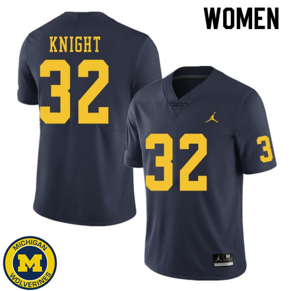 Women Michigan Wolverines #32 Nolan Knight Navy Fashion Football Jersey